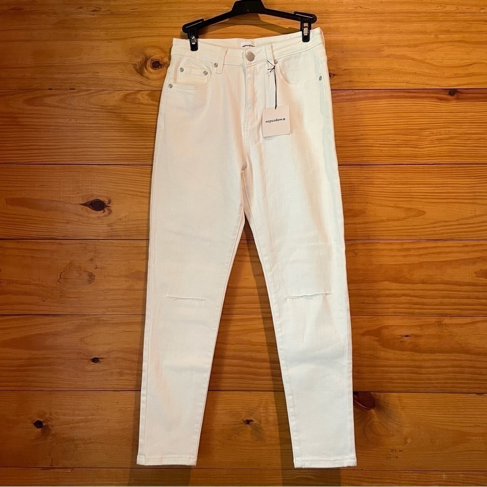 Superdown White Distressed Stretch High Rise Skinny Jeans 26 NWT